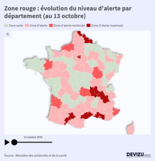 Carte Zone rouge Covid 131020