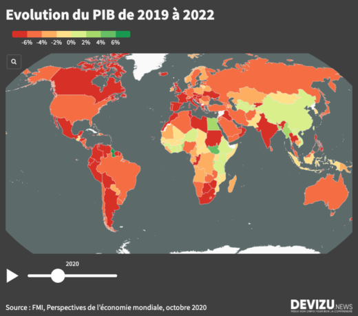 Carte prevision de croissance mondiale 2019-2022 FMI