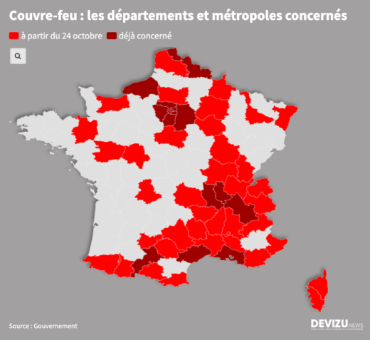 Carte couvre feu au 24 octobre 2020