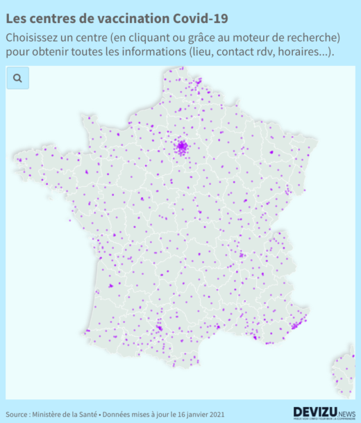 Carte des centres de vaccination covid-19 France