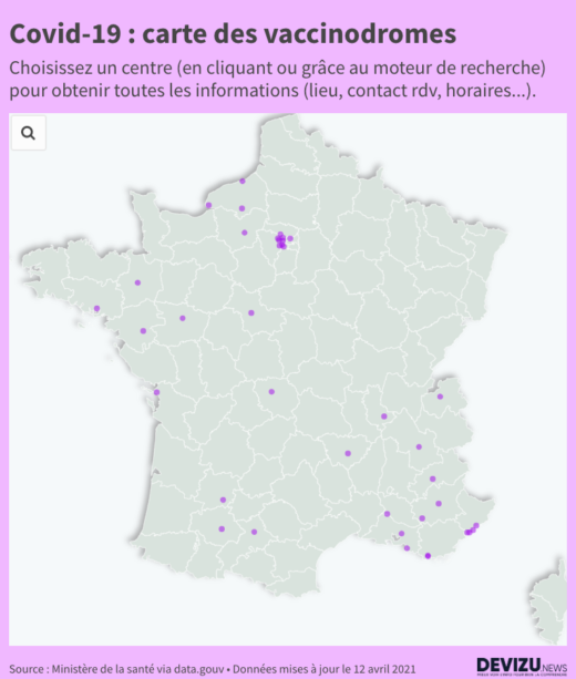 Carte des vaccinodromes en France