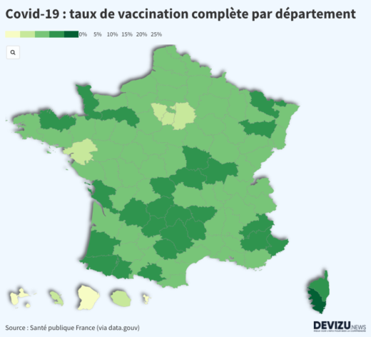 Taux vaccination Covid-19 par département