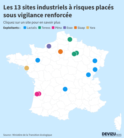 Carte des sites industriels à risques sous vigilance renforcée