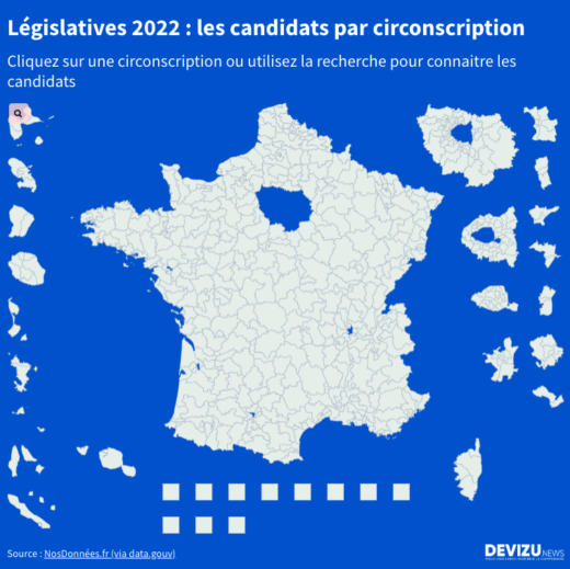 Candidats législatives 2022 par circonscription carte