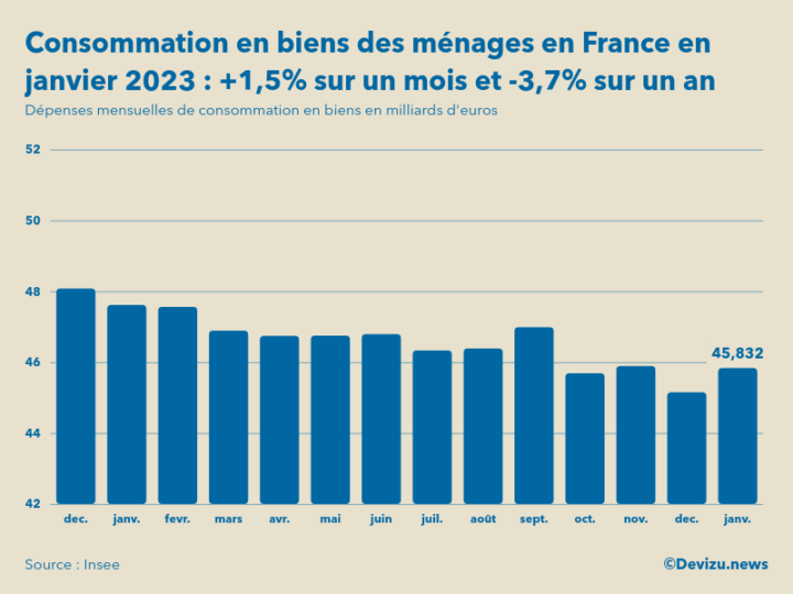 La consommation des ménages français a rebondi en janvier 2023 Devizu