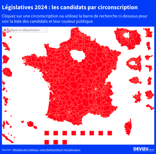 Elections législatives 2024 liste des candidats par circonscription carte