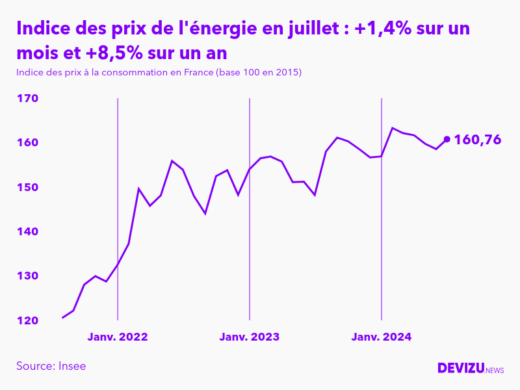 Evolution de l'indice des prix de l'énergie à juillet 2024