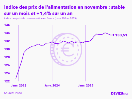 Evolution de l'indice des prix de l'alimentation à novembre 2025